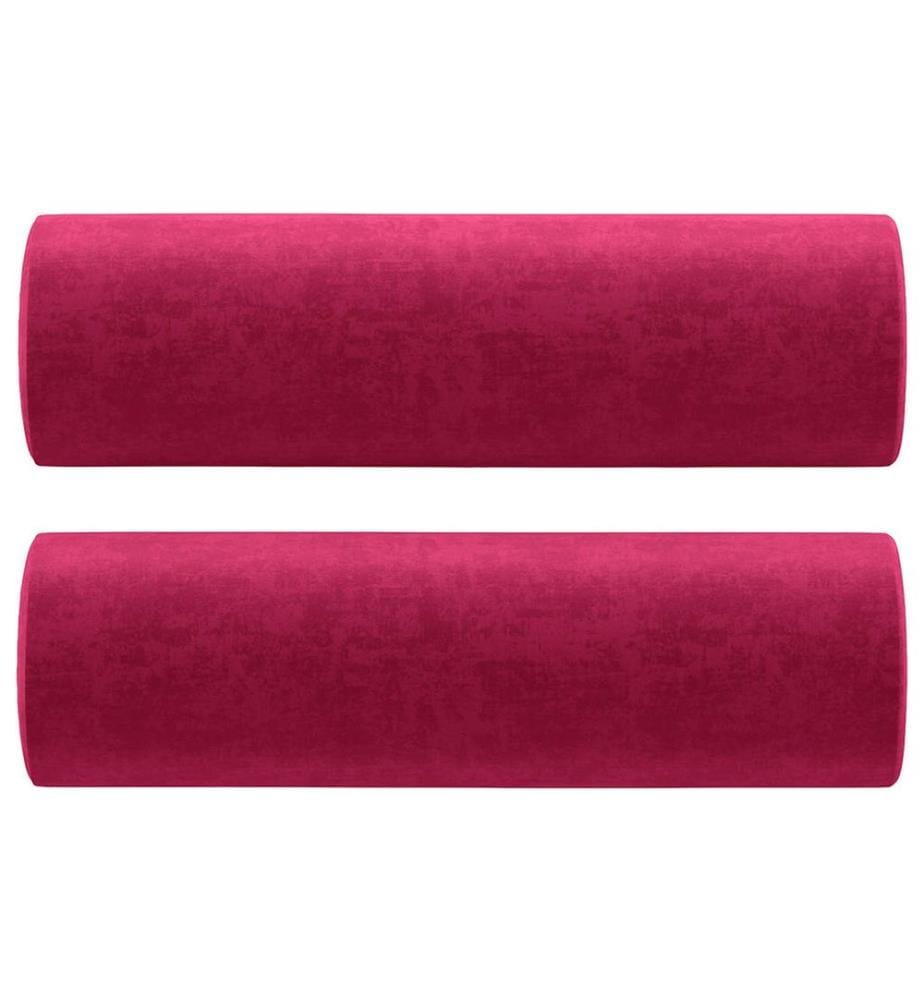 Coussins décoratifs lot de 2 Rouge bordeaux Ø15x50 cm Velours