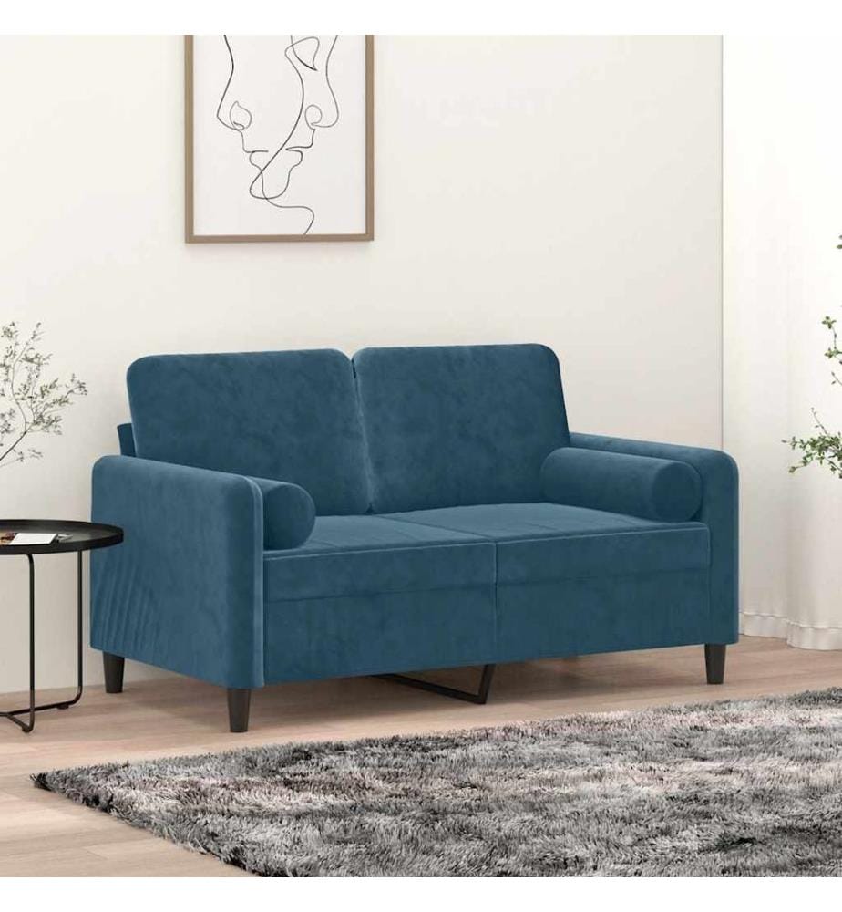 Coussins décoratifs lot de 2 Bleu Ø15x50 cm Velours