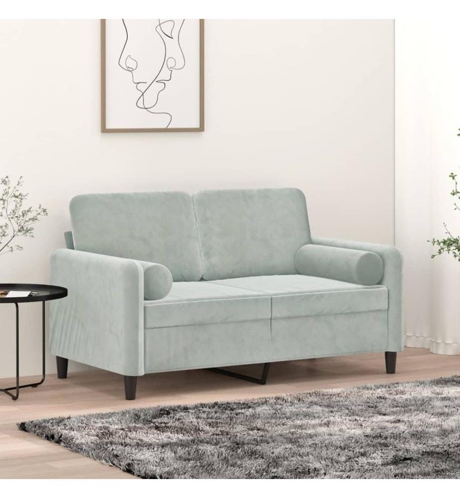Coussins décoratifs lot de 2 Gris clair Ø15x50 cm Velours