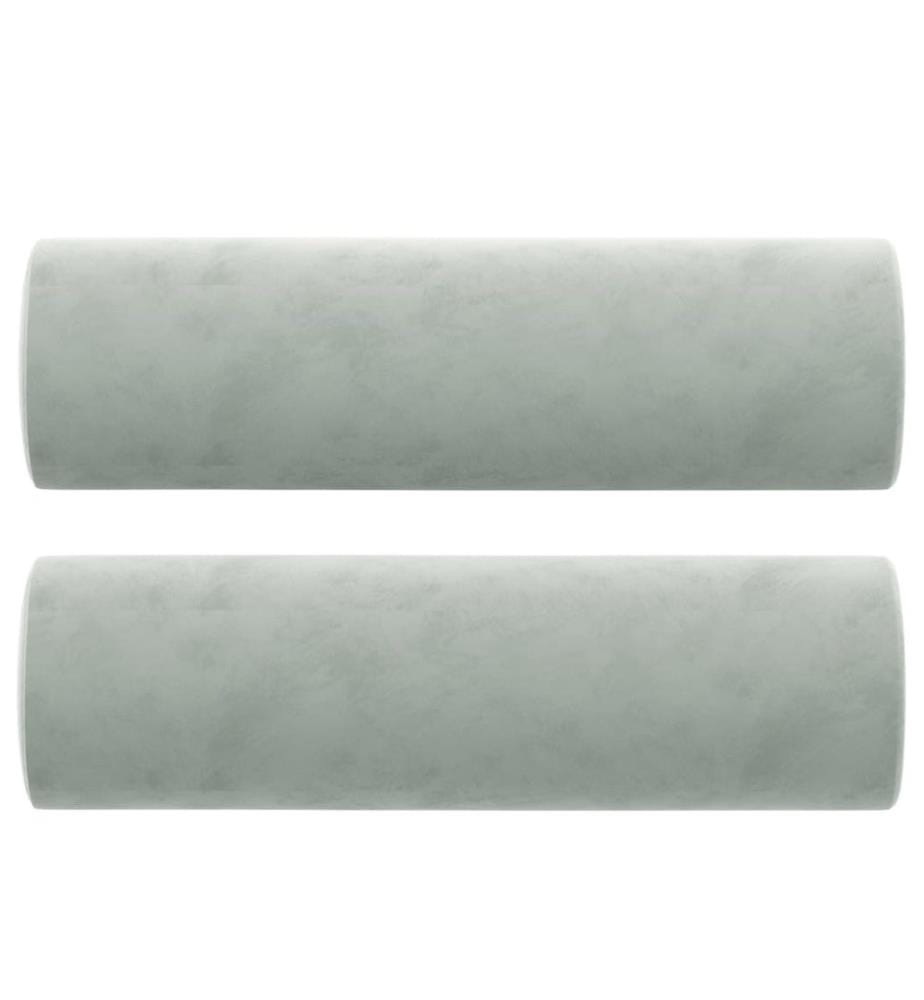Coussins décoratifs lot de 2 Gris clair Ø15x50 cm Velours