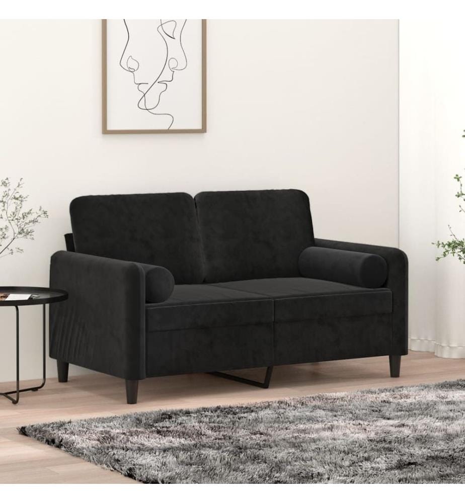 Coussins décoratifs lot de 2 Noir Ø15x50 cm Velours