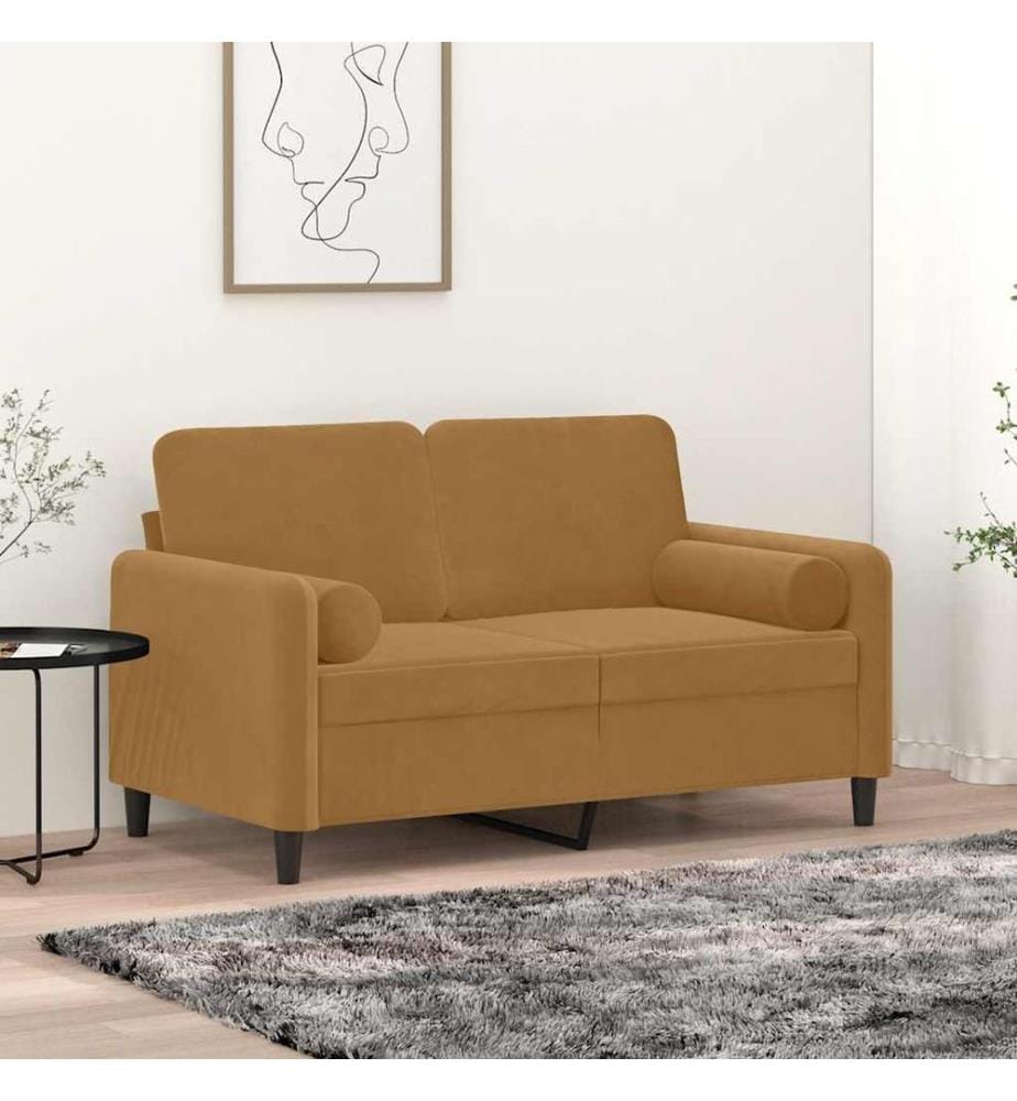 Coussins décoratifs lot de 2 Marron Ø15x50 cm Velours