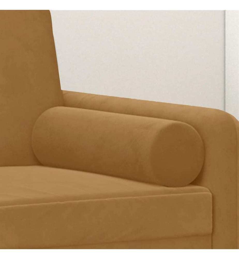 Coussins décoratifs lot de 2 Marron Ø15x50 cm Velours
