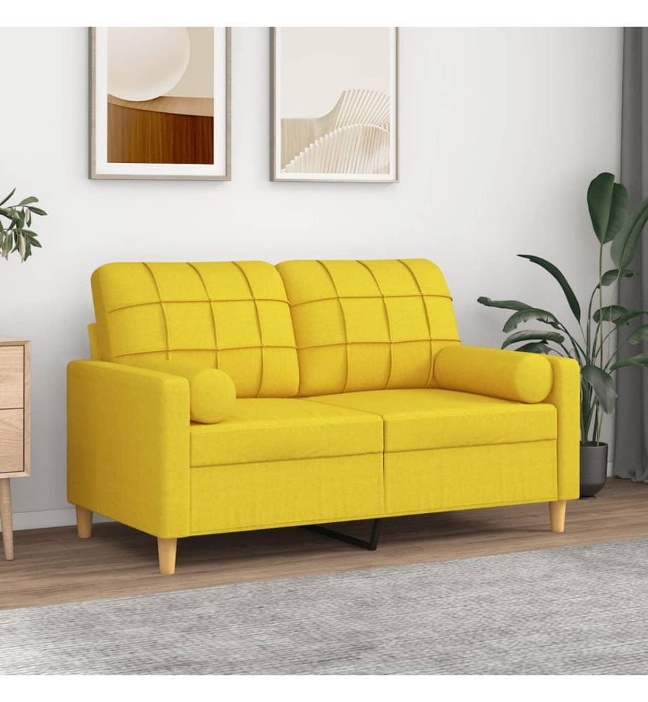 Coussins décoratifs lot de 2 Jaune clair Ø15x50 cm Tissu