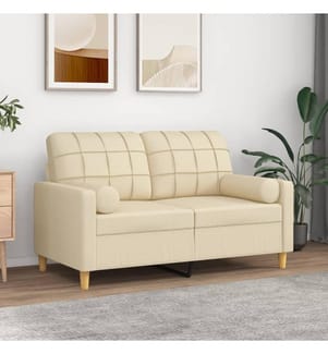 Coussins décoratifs lot de 2 Crème Ø15x50 cm Tissu