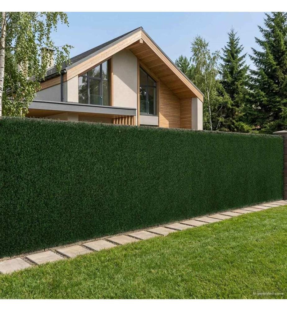 Clôture Artificielle Vert foncé 1 x 4 m PVC et Acier