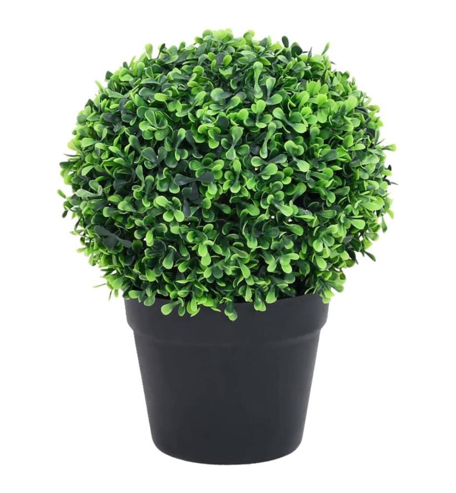 Künstliche Buchsbäume 2 Stk. mit Topf Kugelform Grün 32 cm