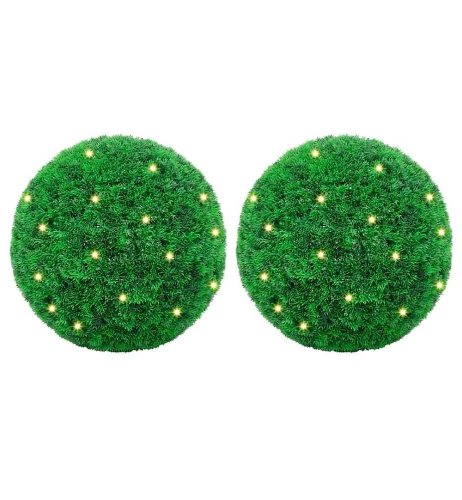 Künstliche Buchsbaumkugeln mit LED-Leuchten 2 Stk. Grün 27 cm