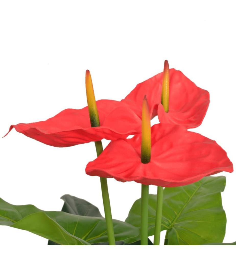 Künstliche Flamingoblume mit Topf 90 cm Rot und Gelb