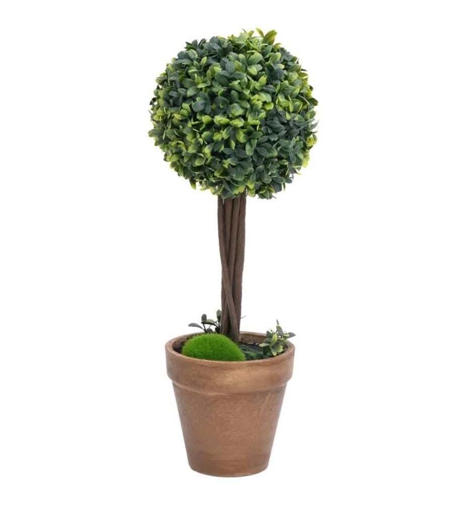 Künstliche Buchsbäume 2 Stk. mit Topf Kugelform Grün 56 cm