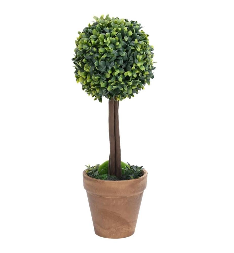 Künstliche Buchsbäume 2 Stk. mit Topf Kugelform Grün 56 cm
