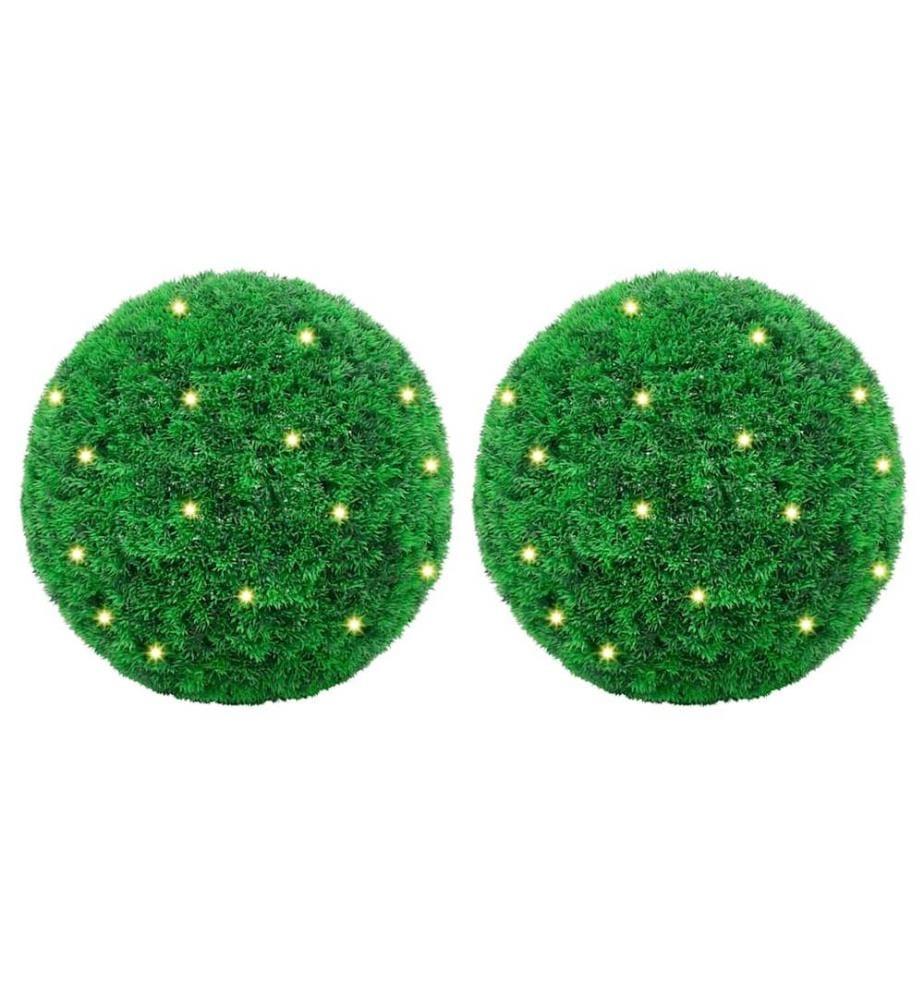 Künstliche Buchsbaumkugeln mit LED-Leuchten 2 Stk. Grün 45 cm