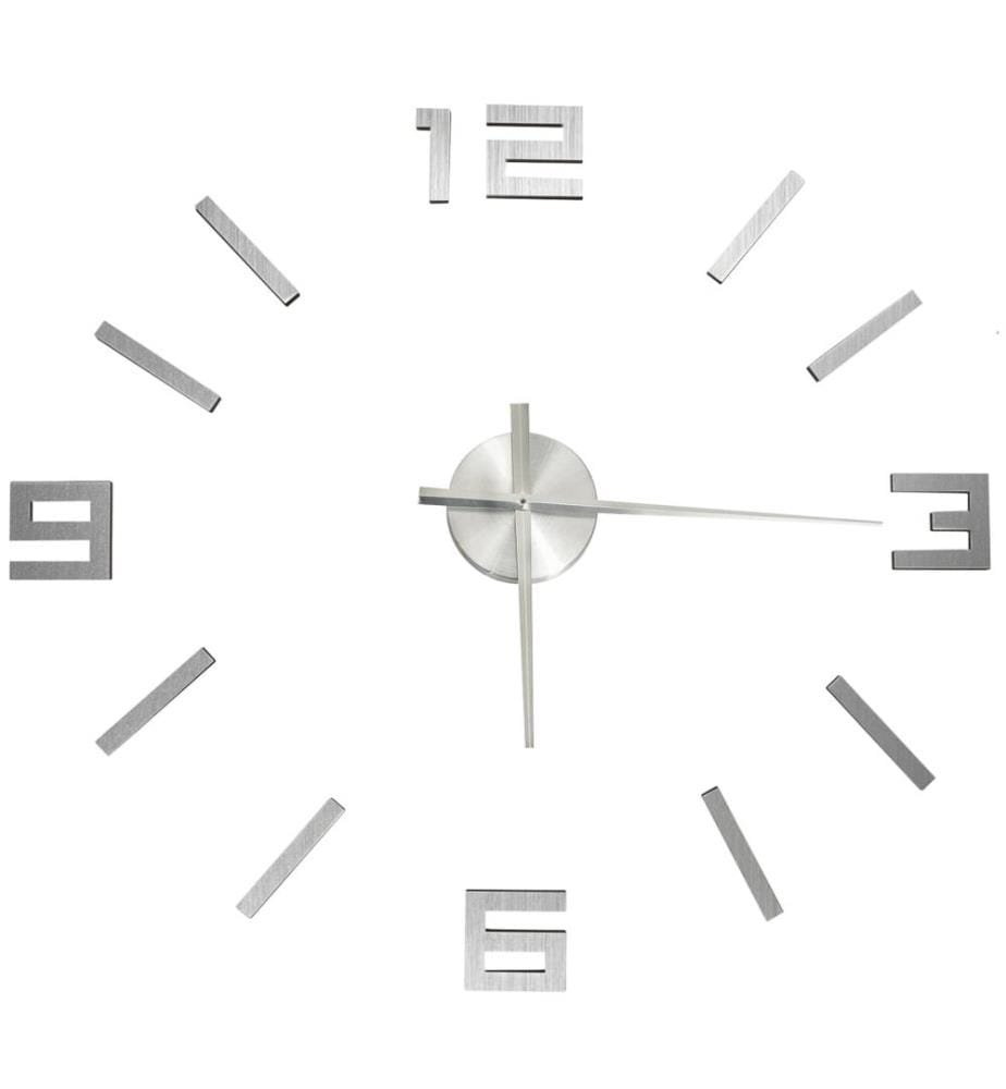 Orologio da parete 3D Design moderno Argento 100 cm XXL