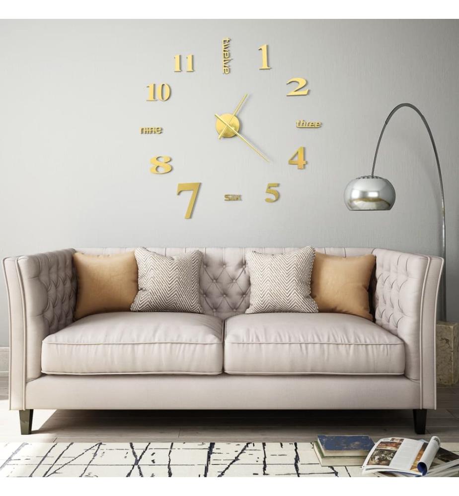 Orologio da parete 3D Design moderno 100 cm XXL Dorato