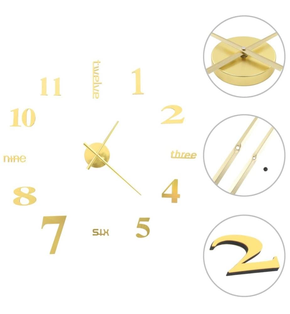 Orologio da parete 3D Design moderno 100 cm XXL Dorato