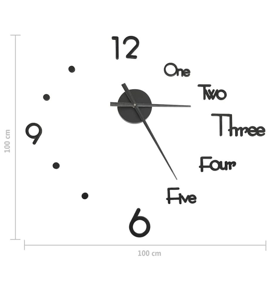 3D-Wanduhr Modernes Design Schwarz 100 cm XXL