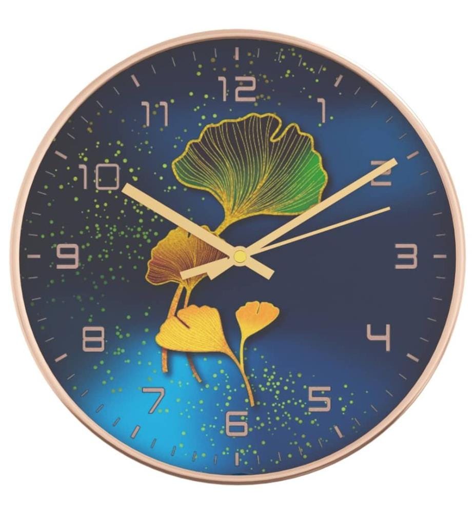 Wall clock gold and blue Ø29.5 cm polystyrene and glass