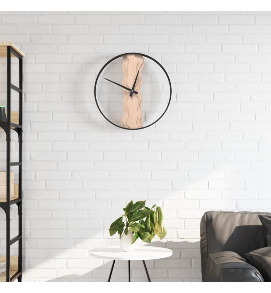 Wall clock brown Ø35 cm iron and oak wood
