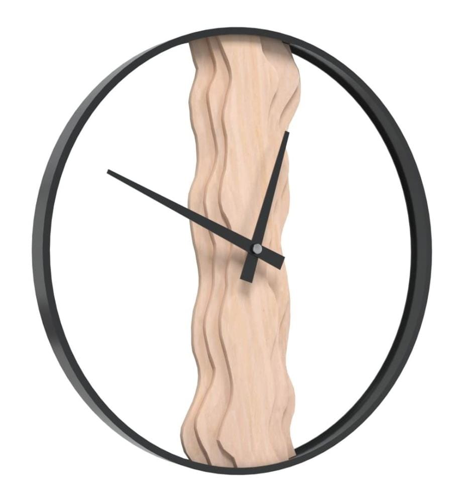 Wall clock brown Ø35 cm iron and oak wood