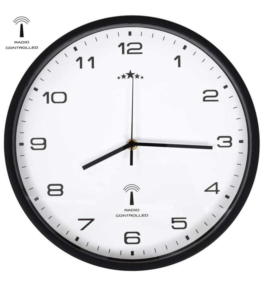 Radio-controlled wall clock Quartz movement 31 cm White/black