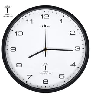 Radio-controlled wall clock Quartz movement 31 cm White/black