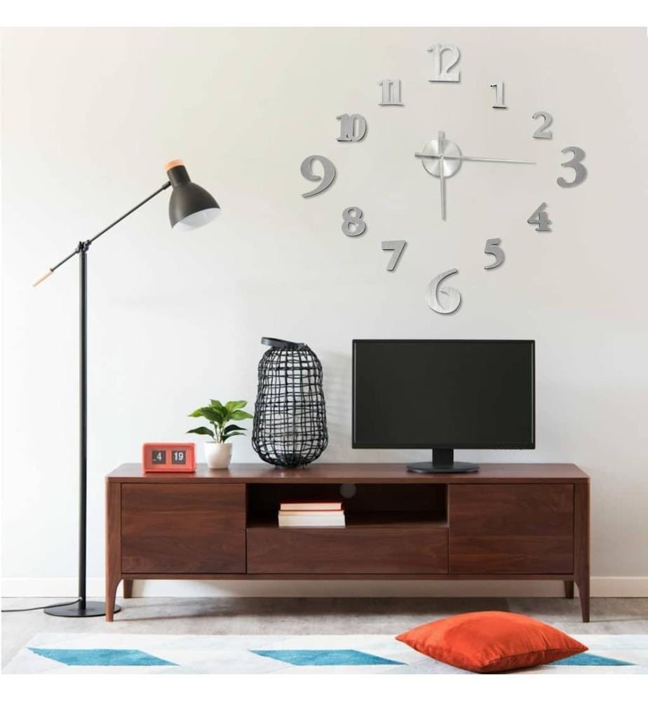 Wall Clock 3D Modern Design Silver 100 cm XXL