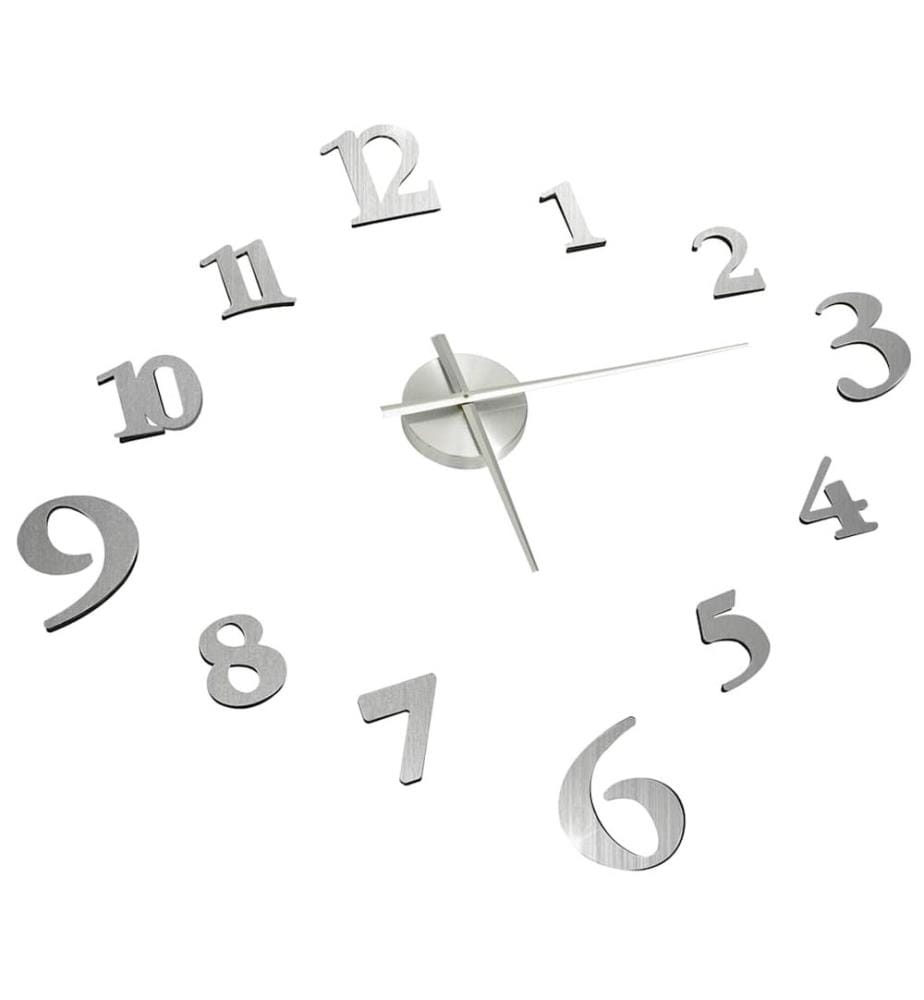 Wall Clock 3D Modern Design Silver 100 cm XXL