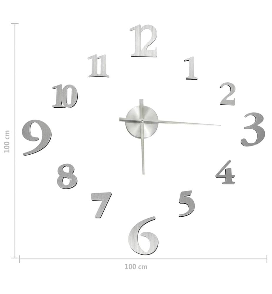 Wall Clock 3D Modern Design Silver 100 cm XXL