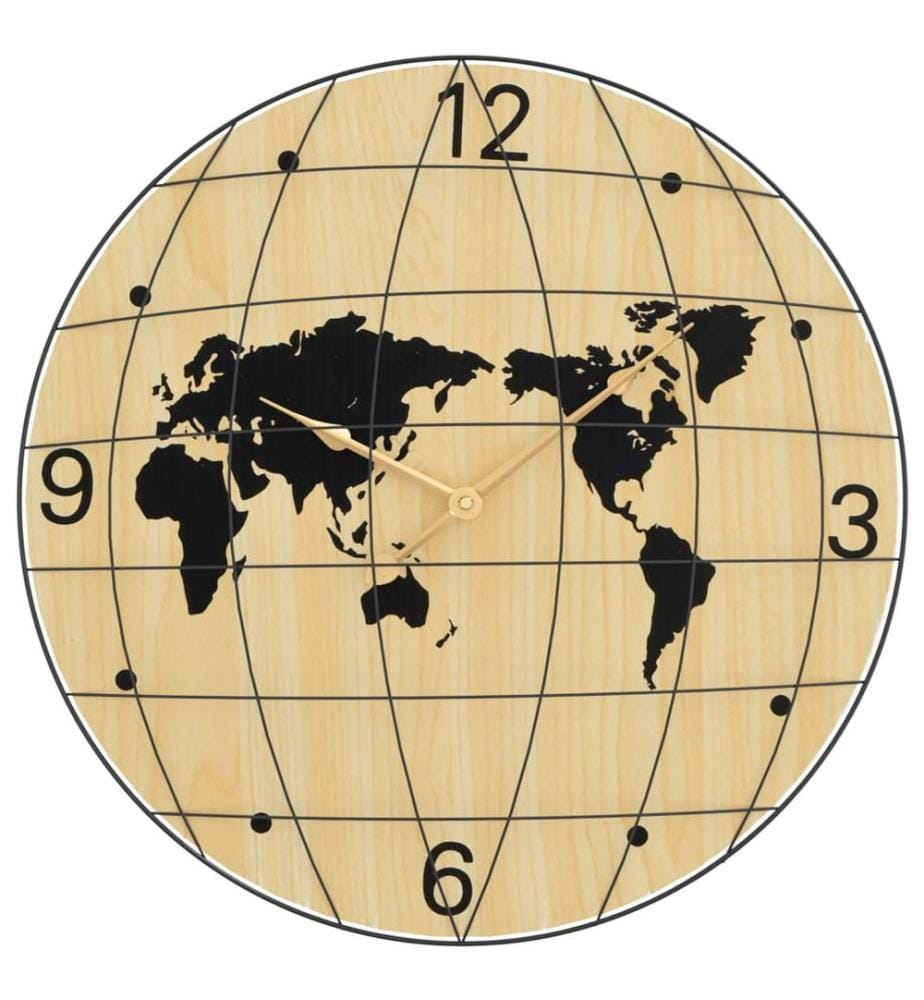 Wall clock yellow and black Ø50 cm engineered wood