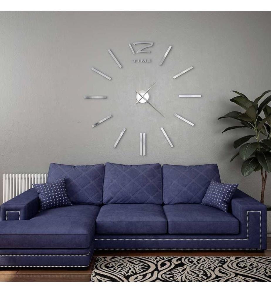 Orologio da parete 3D Design moderno 100 cm XXL Argento