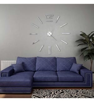 Wall clock 3D Modern design 100 cm XXL Silver