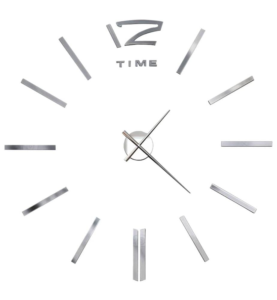 Orologio da parete 3D Design moderno 100 cm XXL Argento