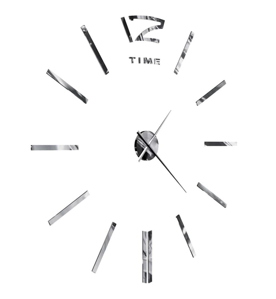 Orologio da parete 3D Design moderno 100 cm XXL Argento