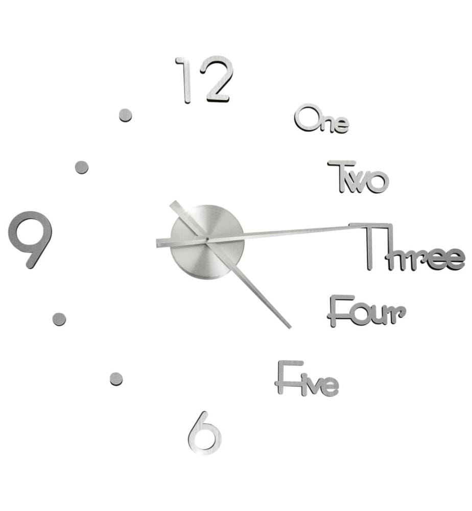 3D-Wanduhr Modernes Design Silbern 100 cm XXL