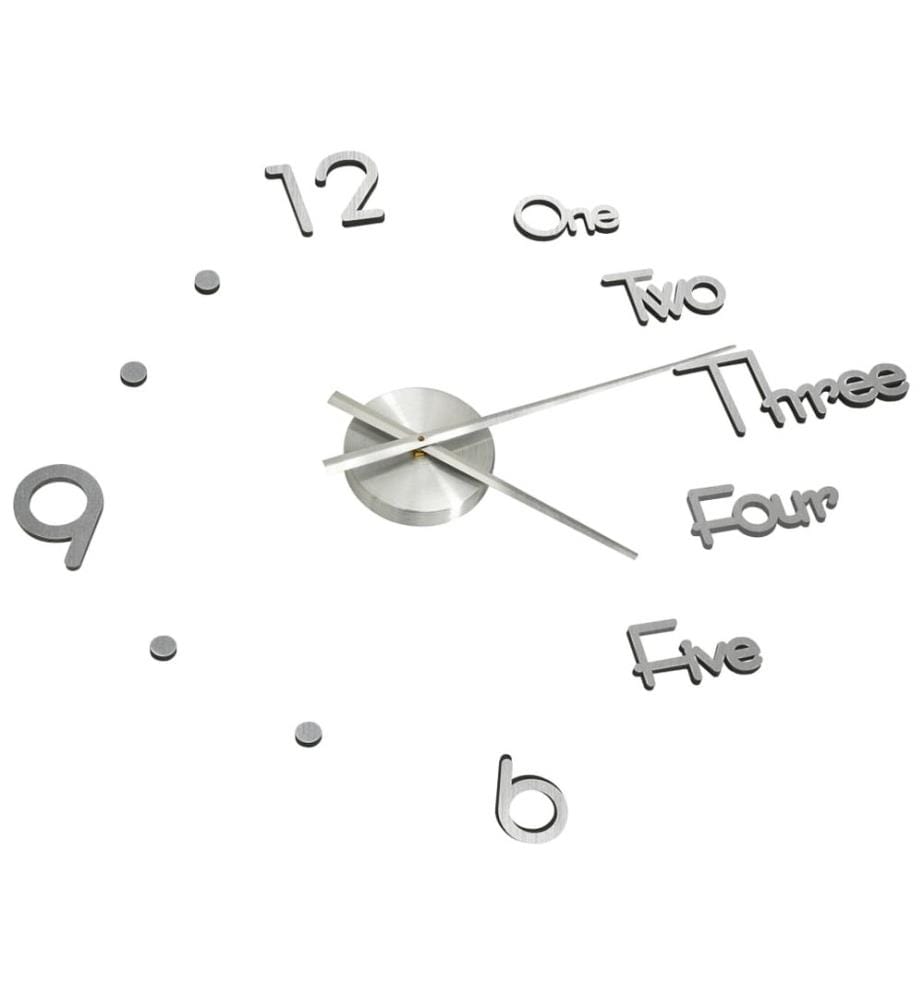 3D-Wanduhr Modernes Design Silbern 100 cm XXL