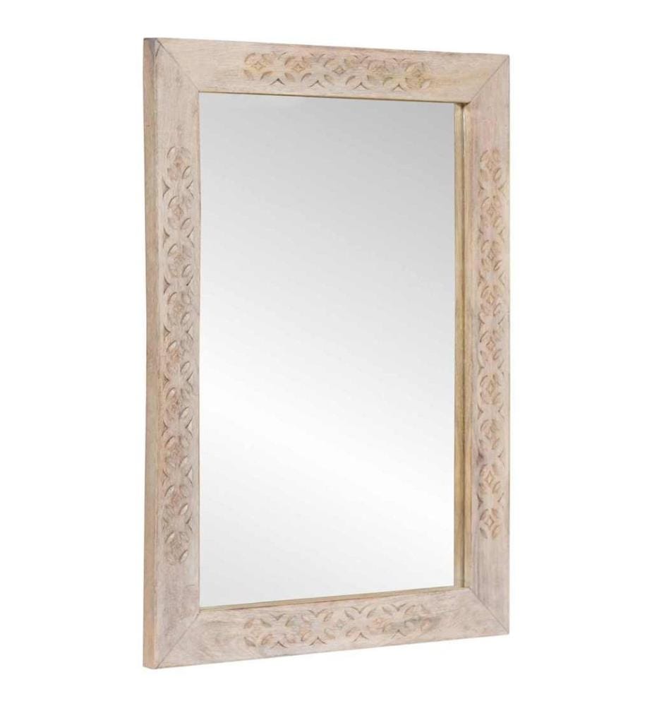 Wall Mirror Rectangular Whitewashed White 70 x 50 cm