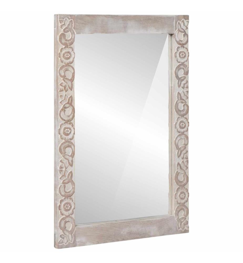 Wandspiegel Rechtwinklig Weiss 70 x 50 cm Massivholz Mango
