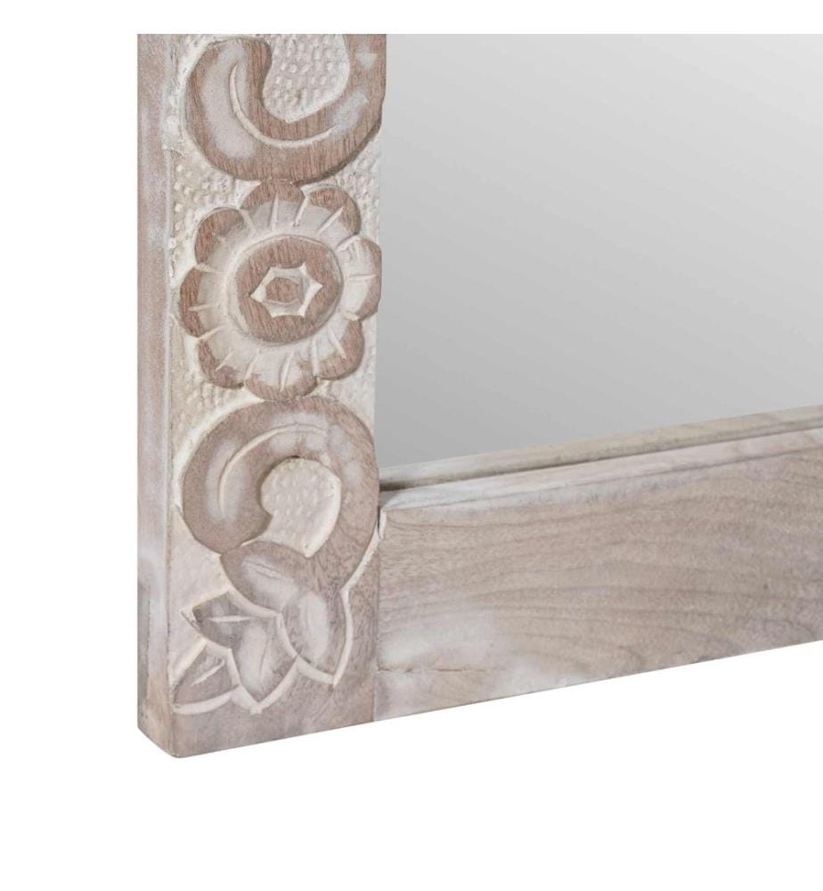 Wandspiegel Rechtwinklig Weiss 70 x 50 cm Massivholz Mango