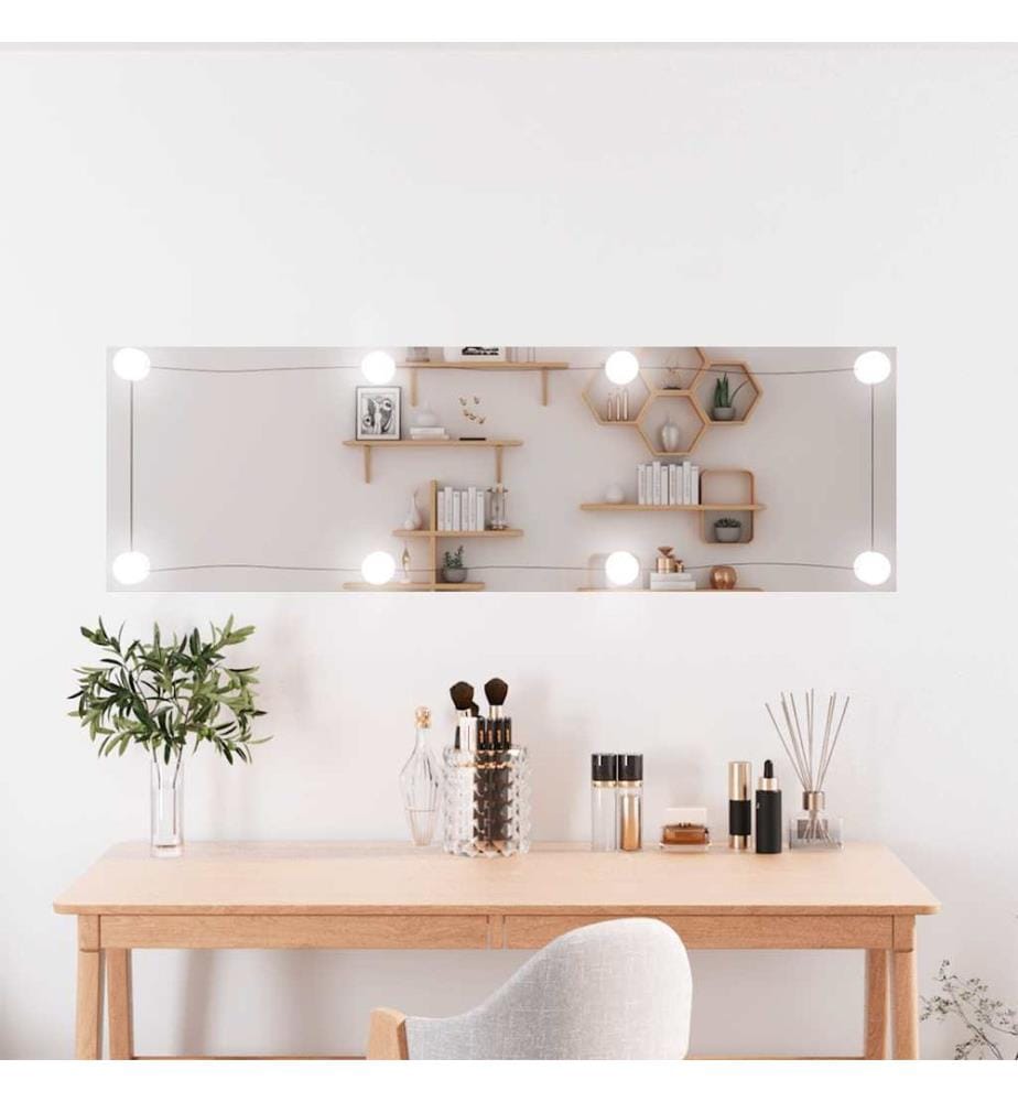 Wandspiegel mit LED-Leuchten 30x100 cm Glas Rechteckig