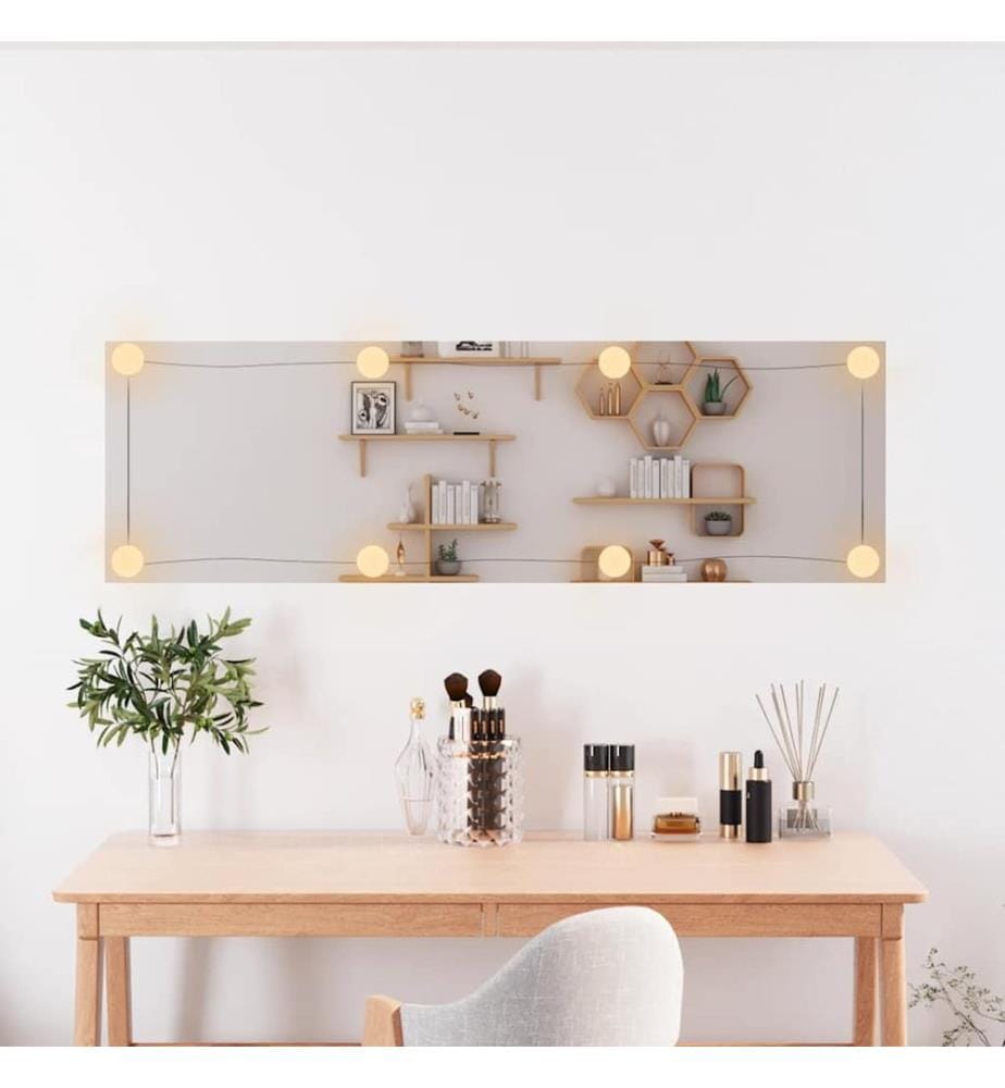 Wandspiegel mit LED-Leuchten 30x100 cm Glas Rechteckig