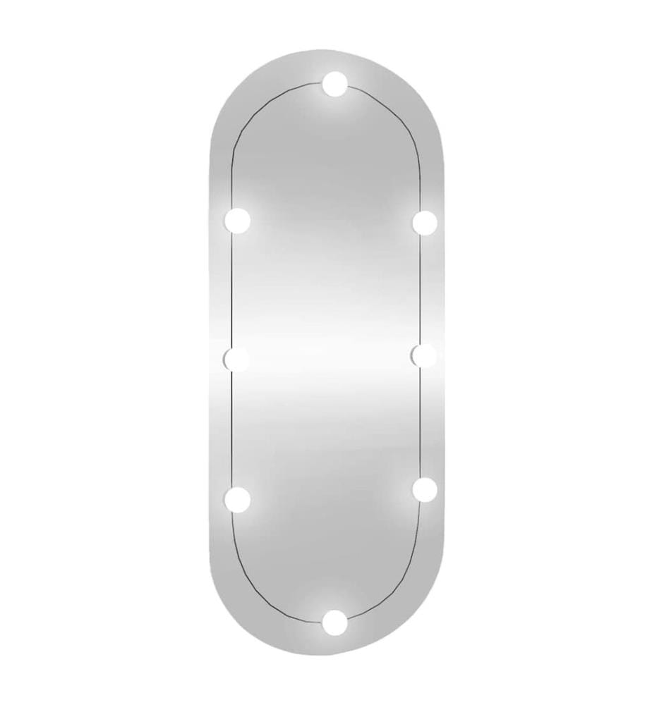 Wandspiegel mit LED-Leuchten 45x100 cm Glas Oval