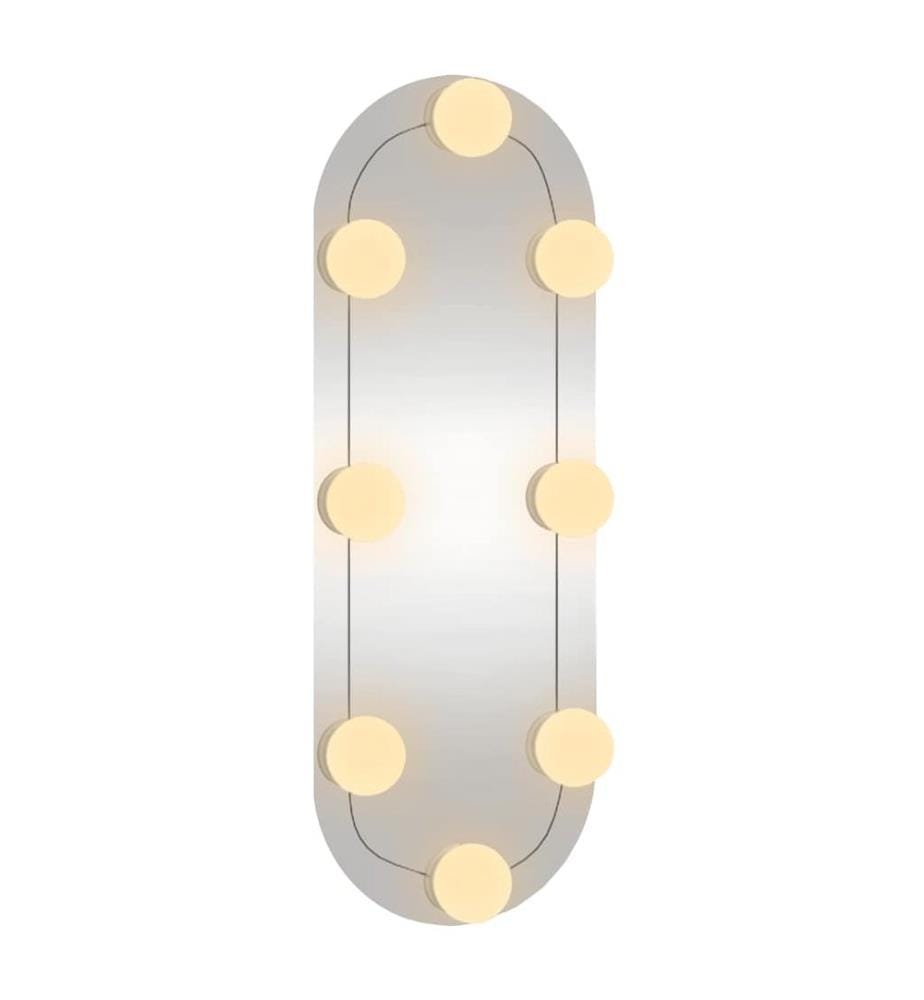 Wandspiegel mit LED-Leuchten 15x40 cm Glas Oval