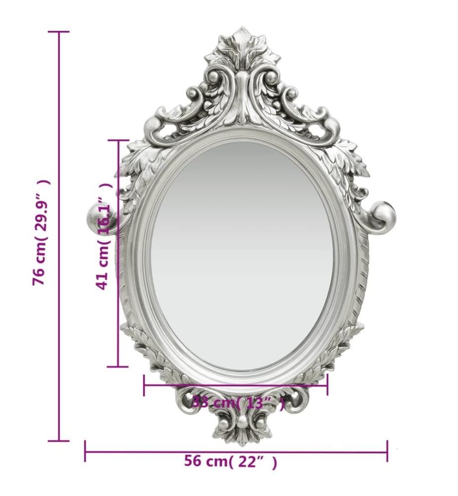 Miroir mural style château 56x76 cm Argenté