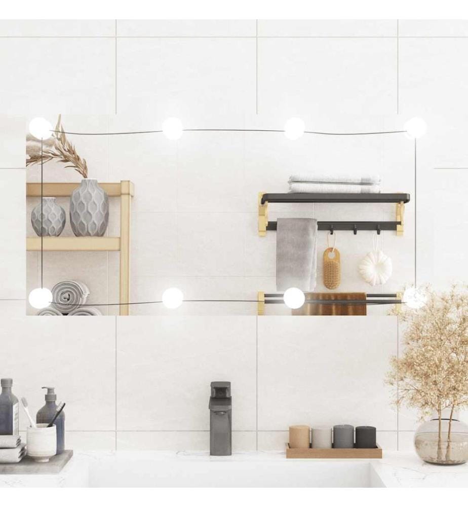 Wandspiegel mit LED-Leuchten 40x80 cm Glas Rechteckig