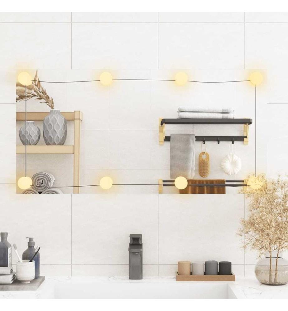 Wandspiegel mit LED-Leuchten 40x80 cm Glas Rechteckig