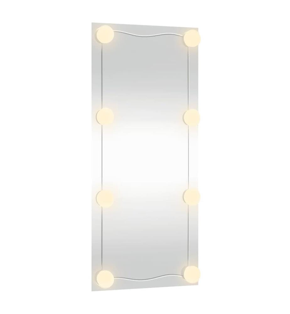 Wandspiegel mit LED-Leuchten 40x80 cm Glas Rechteckig