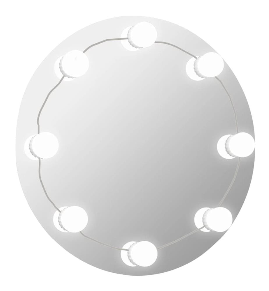Miroir mural avec lampes LED Rond Verre