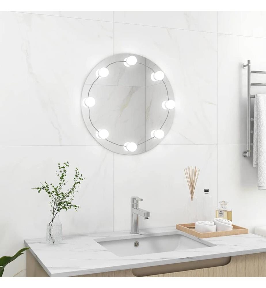 Miroir mural avec lampes LED Rond Verre