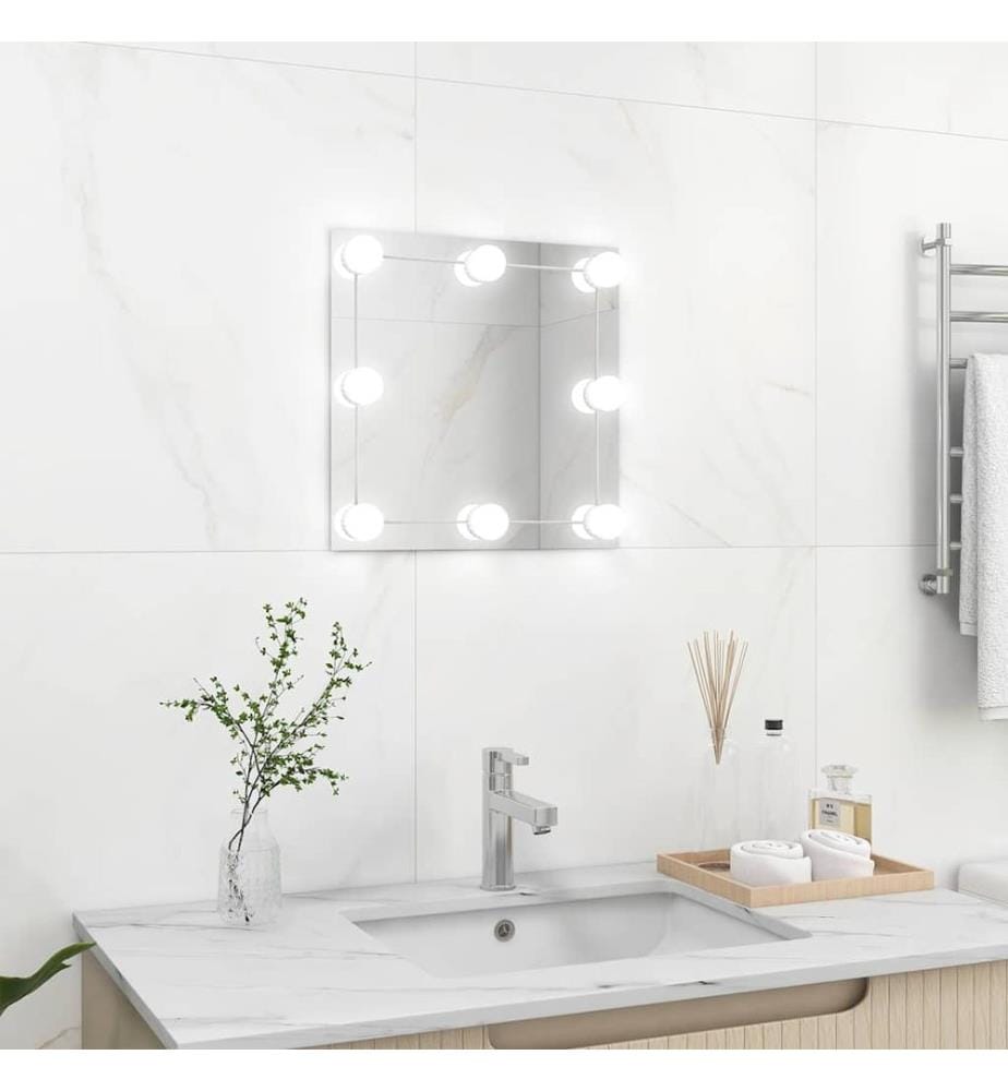 Miroir mural avec lampes LED Carré Verre