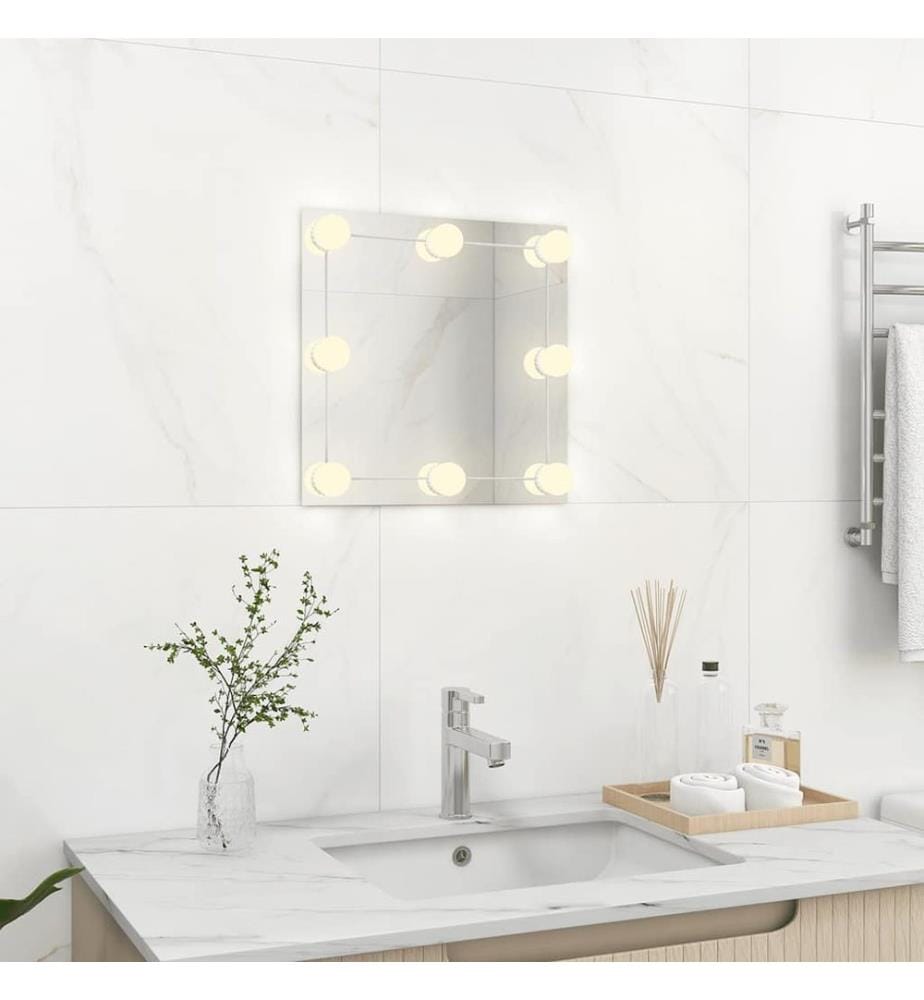 Miroir mural avec lampes LED Carré Verre
